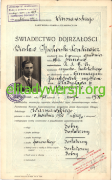WIL-Swiadectwo-dojrzalosci_Strona_1-219x350 Wiesław Ipohorski-Lenkiewicz - Cichociemny