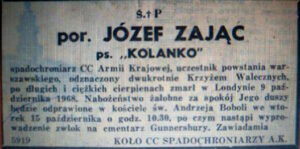 cc-Kolanko-nekrolog-kolo-300x149 Józef Zając - Cichociemny